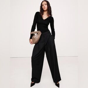 NWT! Banana Republic Black Siena Wide-Leg Italian Wool Pant - Multiple ♥️